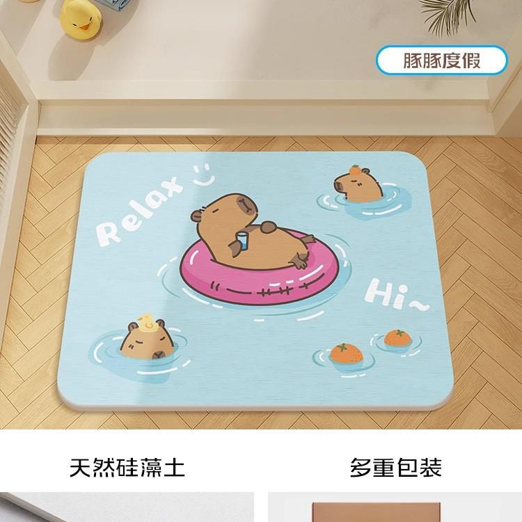 Cartoon hard diatom mud floor mat bathroom suction board non-slip quick-drying mat toilet door toilet floor mat foot mat