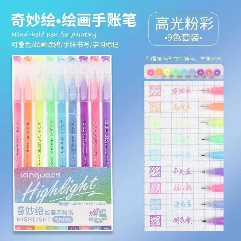 LANGUO 90/6 Colors Glitter Acrylic Painting Gel Pen Set 1.0mm Large Capacity Writing Pen Stationery Office School Supplies