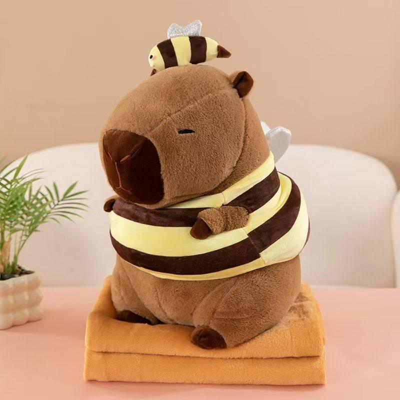 Kapibala Capybara Ugly Cute Doll Kapibala Car Office Air Conditioning Pillow Quilt Nap Blanket Two-in-One