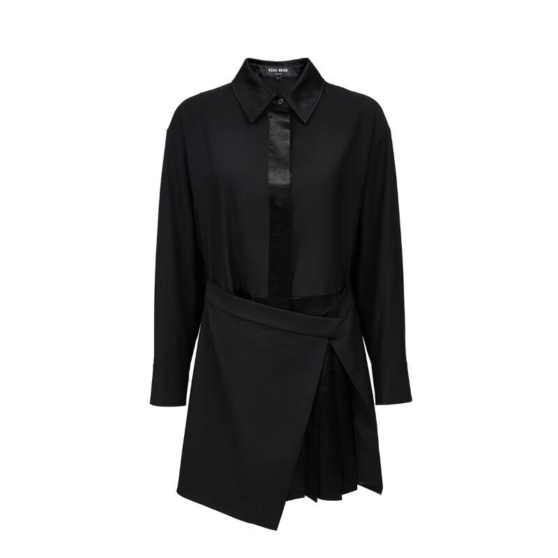 Veromoda 2025 Autumn Patchwork Acetate Blend Short Dress