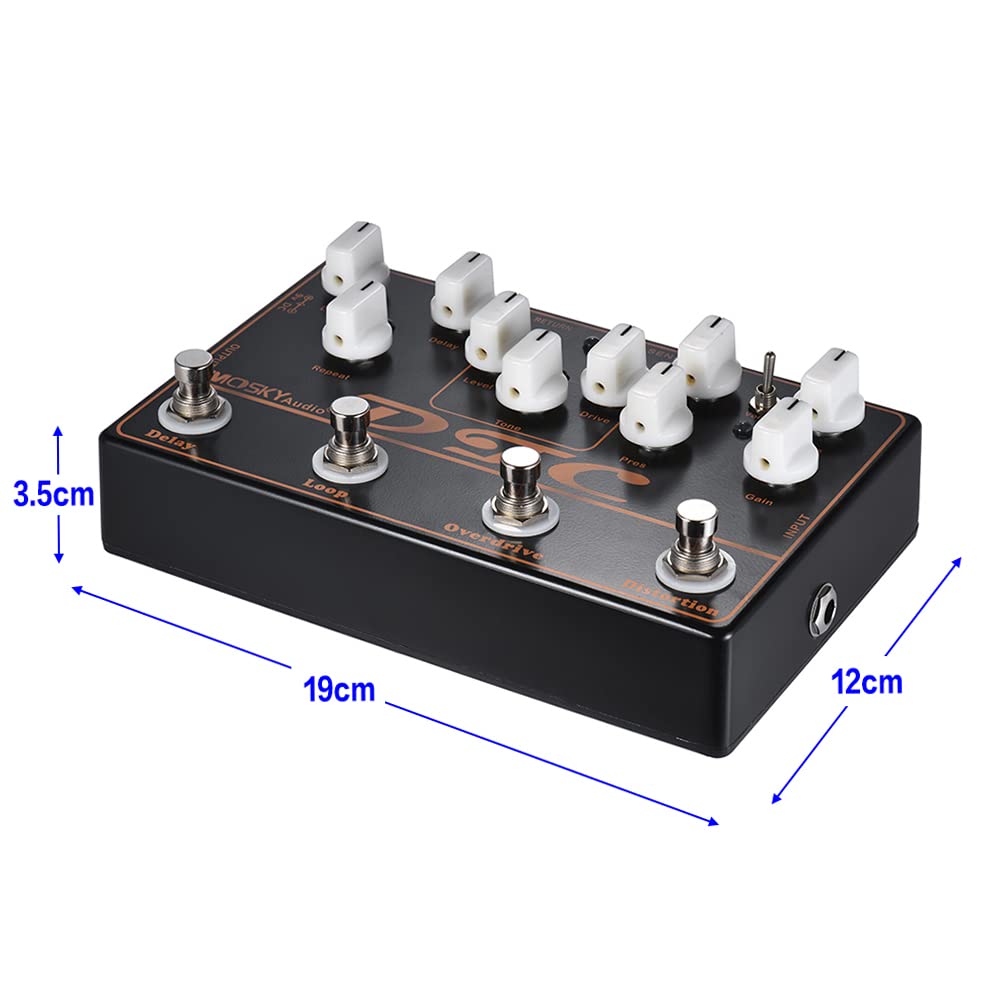 Sunydog DTC Electric Guitar Effects Distortion Overdrive Loop Delay 4-in-1 Pedal + + +