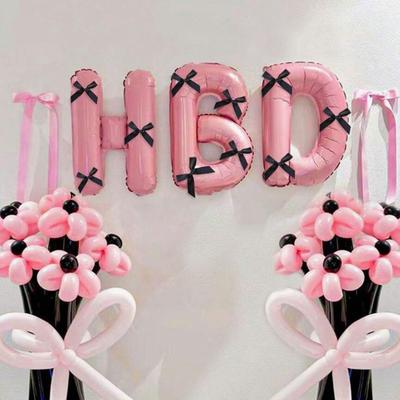 13pcs/set Balloon Bow Set With Bow Bow Ribbon Balloon Set Photography Prop 3pcs Balloons 10pcs Bows