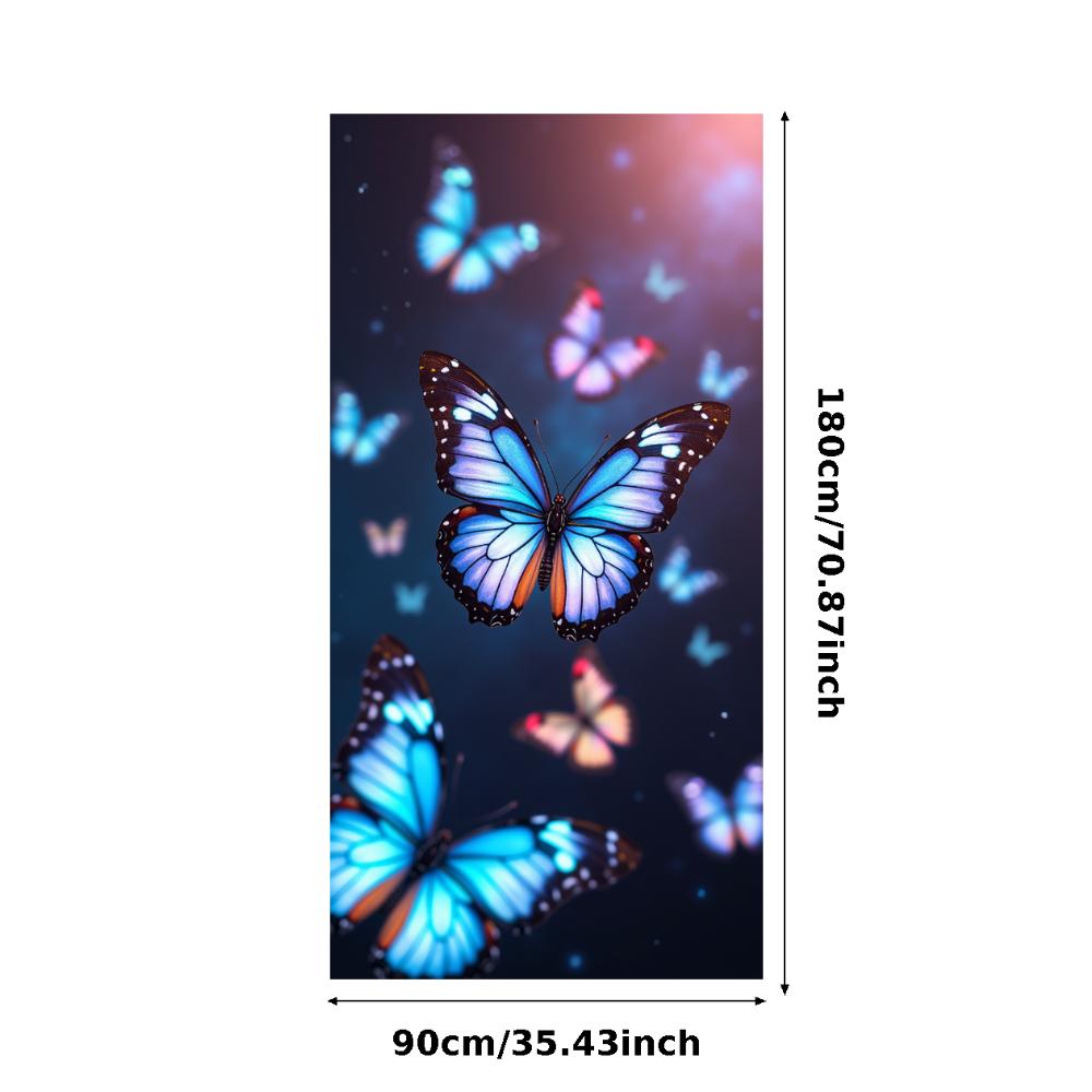 Blue Butterfly Forest Theme Banner Enchanted Nature Magical Glow Backdrop Garden Decoration Party Photography Background Props