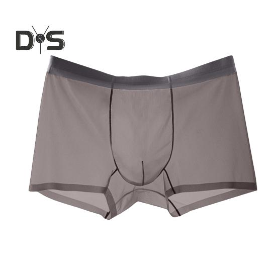 Men Boxer Underwear Mid-rise Elastic Waist U-Convex Shorts Briefs Ultra Thin Transparent Ice Silk Seamless Panties