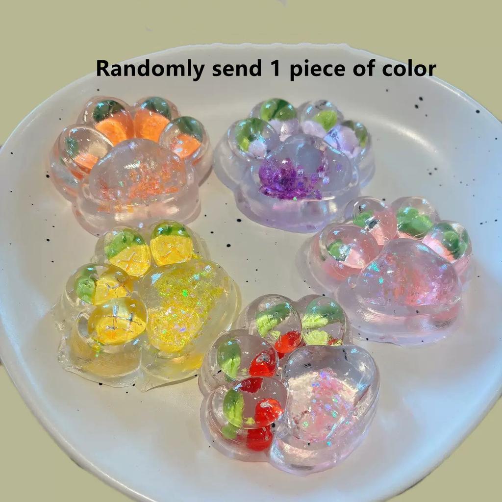 Colored Cat Paw Sequins Maltose Pinch Toy Soft TPR Anti-stress Stress Relief Slow Rebound Elastic Squeezing Stress Relief
