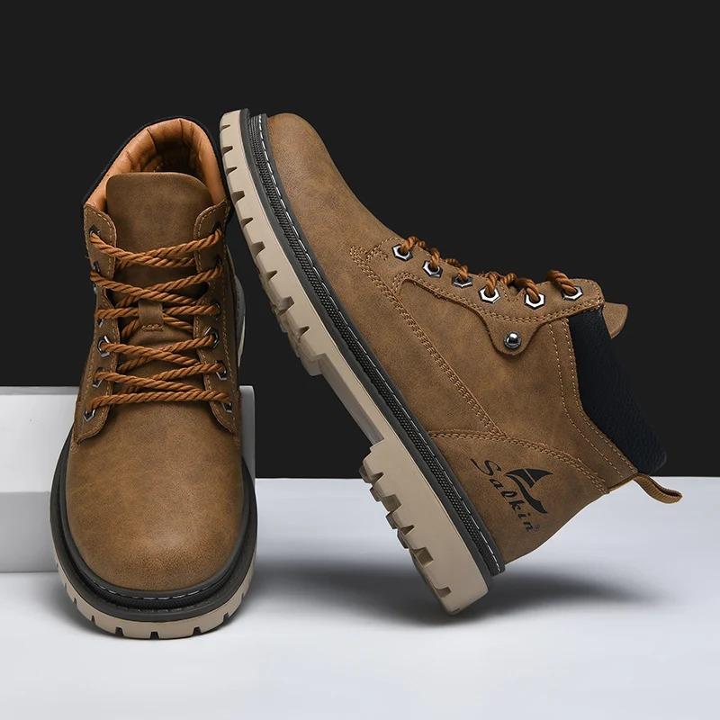 Heißer Verkauf Herrenstiefel Handgefertigt Echtes Leder Knöchelhohe Stiefel Winter Leder Schuhe für Herren Outdoor Hohe Wanderstiefel Sneaker