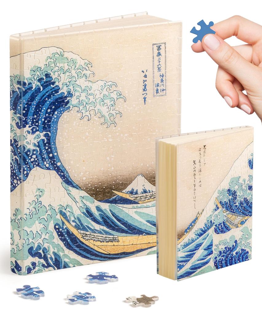 PieceRelax A5 Planner Puzzle with Katsushika Great Wave Off Plastic Jigsaw Puzzle with Notebook Stylish Gift 300-Piece Notebook Hokusai's "The