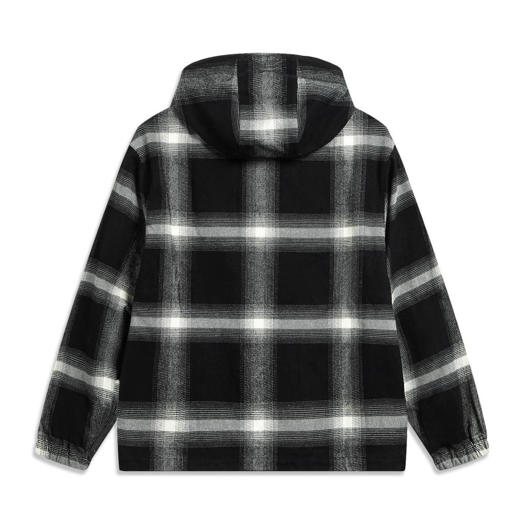 Lining Sports Lifestyle Series Plaid Zip-Up Hooded Versatile Loose Long Sleeve Shirt Men shirts AFDW137-3