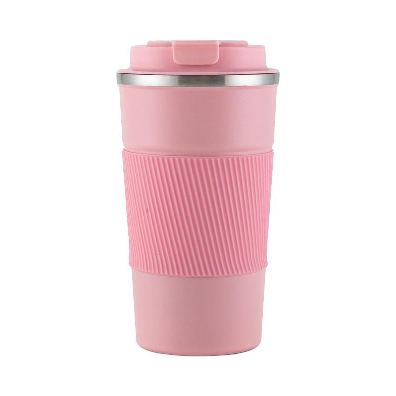 304 Stainless Steel Coffee Cup with Leather Case & Silicone Sleeve, Custom Engraved Logo, Insulated Gift Cup.
