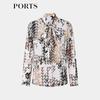 Ports Women's 2023 Fall/Winter "Floating Light Silhouettes" Print Tie-Neck Blouse