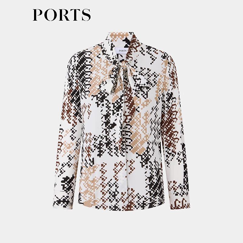 Ports Women's 2023 Fall/Winter "Floating Light Silhouettes" Print Tie-Neck Blouse