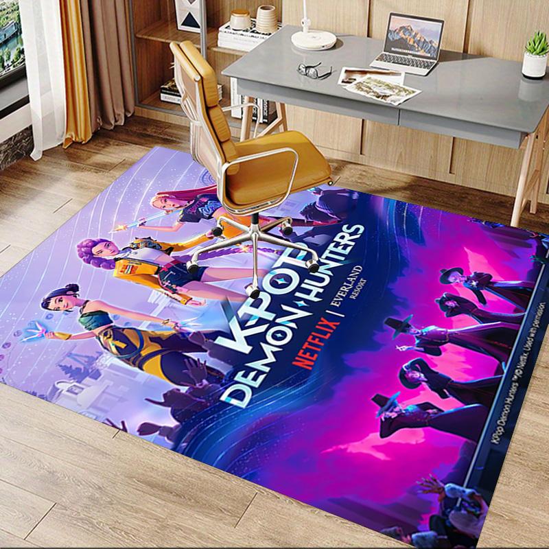 Kpop Demon Hunters Carpet For Playroom Bedroom Living Room Sofa Home Decorkids Game Area Rug Nonslip Floor Mat