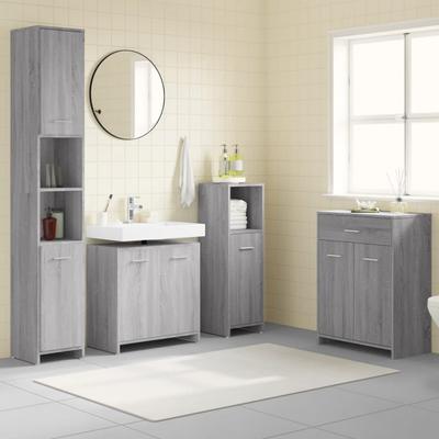 Vidaxl 4-Piece Bathroom Furniture Set, Sonoma Oak Grey