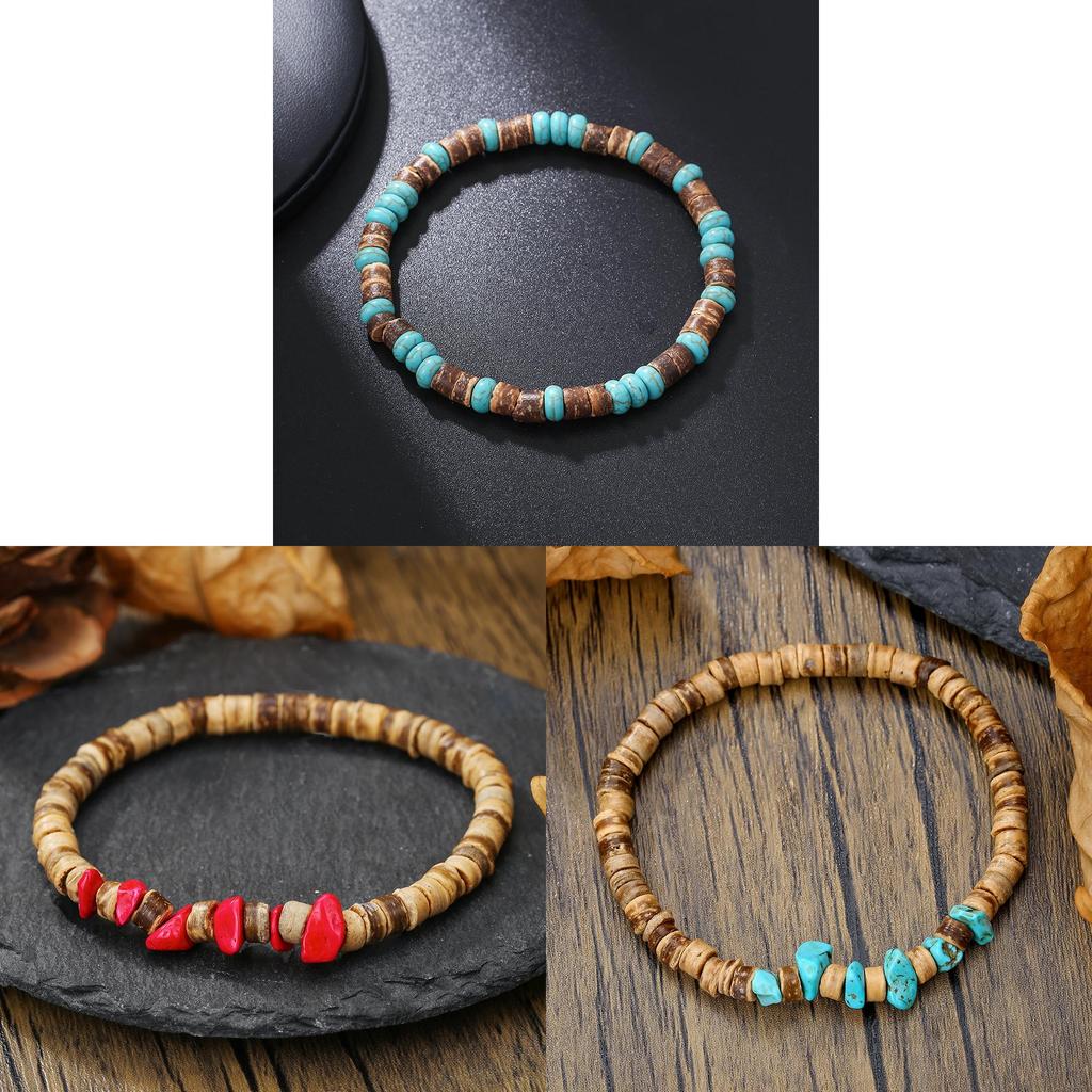Bohemian Turquoise Beaded Bracelet With Geometric Design For Women And Men