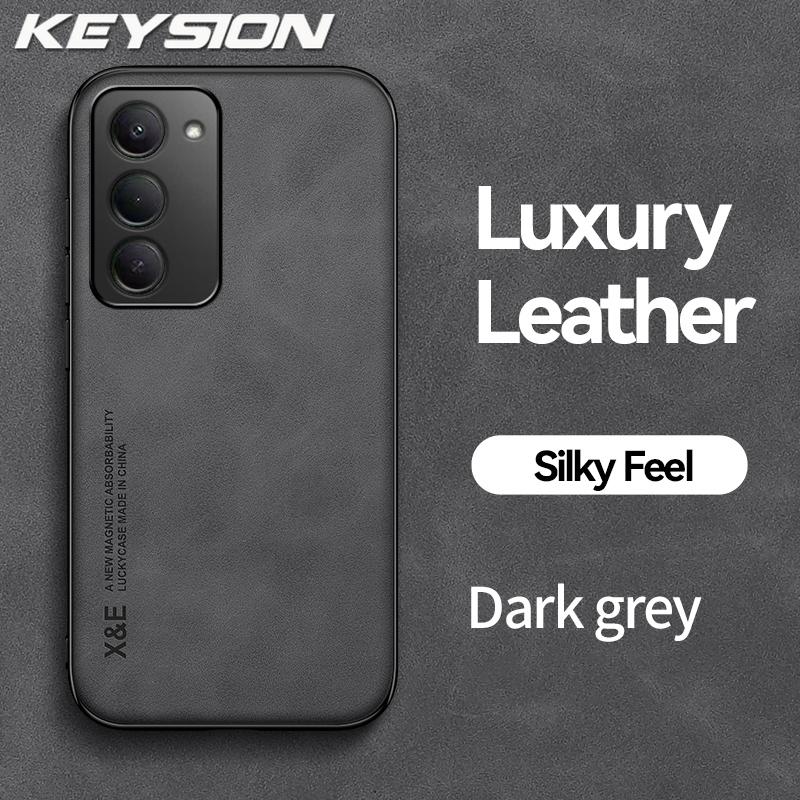 KEYSION Luxury Retro PU Leather Case for Redmi 15 5G 169.5mm Soft Silicone+PC Shockproof Phone Cover for Xiaomi Redmi 15 5G