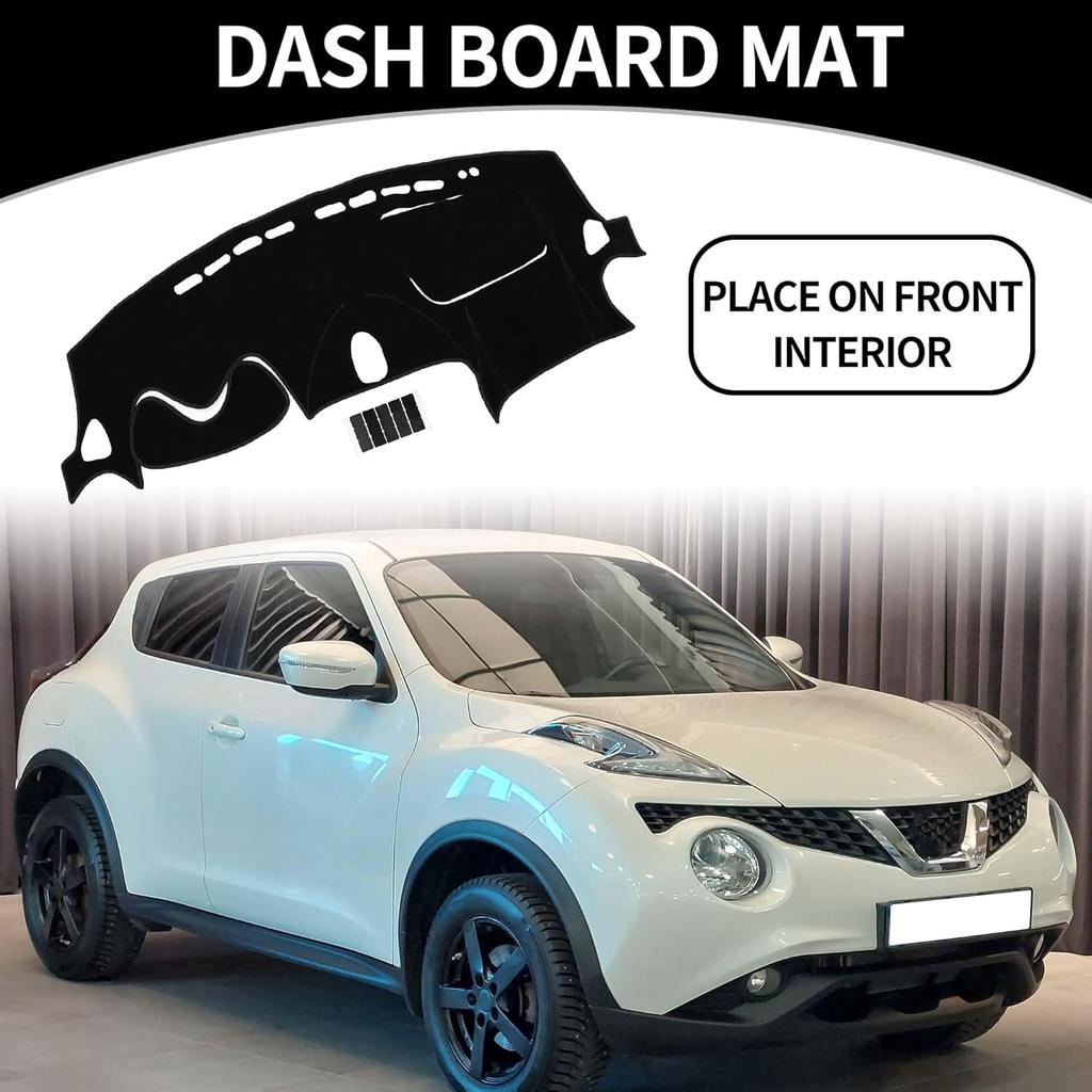 Dash Cover - Car Center Console Sun Shade Protect Carpet - for Nissan Juke 2011-2017 - Polyester Black with Sticker - 1 Set