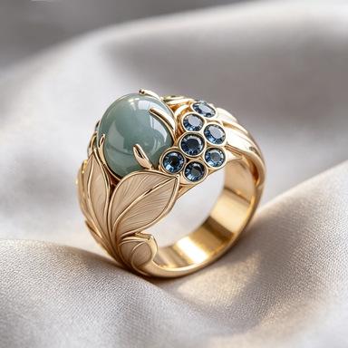 Magnifique Bague pour Femme Inlaid Cubic Zirconia Bleu Couleur Or Esthétique Sculpture à la Main Feuille Port Quotidien Bijoux de Soirée Cadeau d'Anniversaire