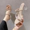 Slippers women's summer high-heeled new fish-mouth waterproof platform thick-soled cool slippers women's thick-heeled foot-fitting fashion shoes