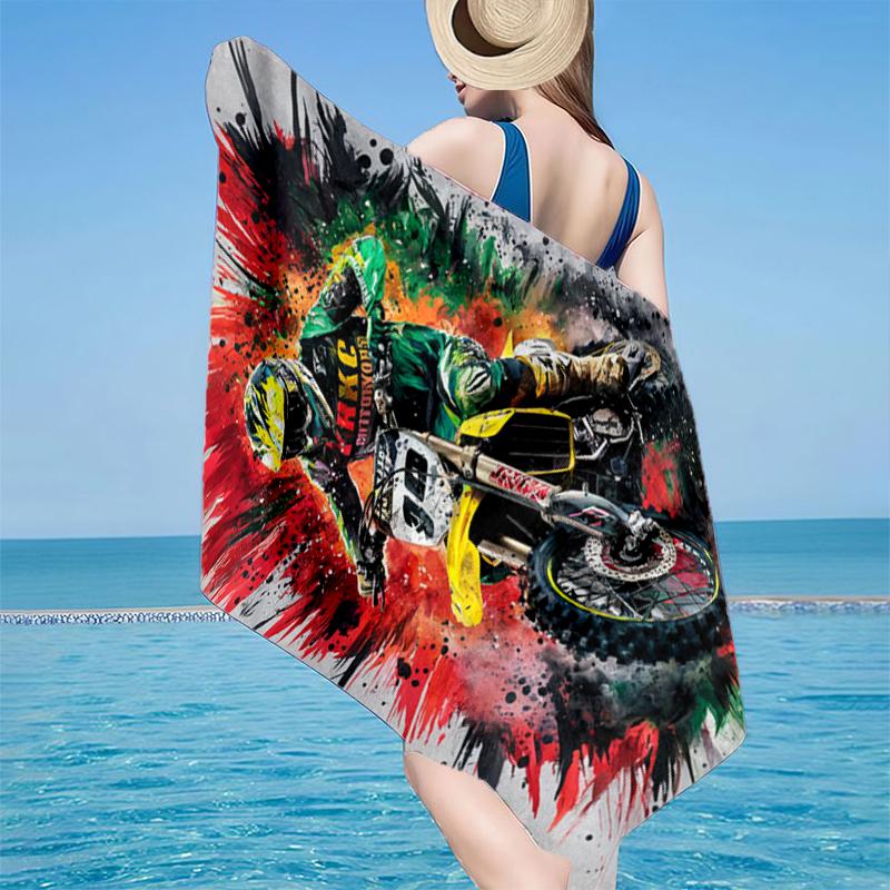 Motocross-Fahrer in Aktion Strandtuch, Superweiche Mikrofaser, Geschenk für Sie/Ihn, Geburtstag, für Pool, Strand, Reisen, Heimdekoration Fan-Geschenke