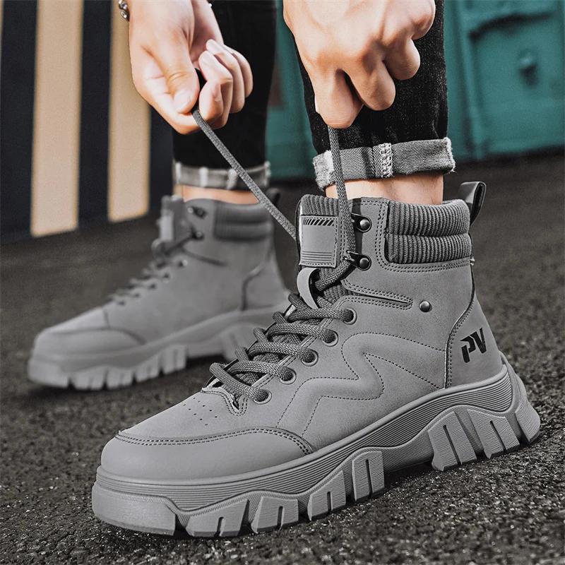 Botki Botki motocyklowe Buty Męskie Męskie Sneakersy Sport i rekreacja Outdoor Gruba podeszwa Buty codzienne Modne mokasyny Nowe