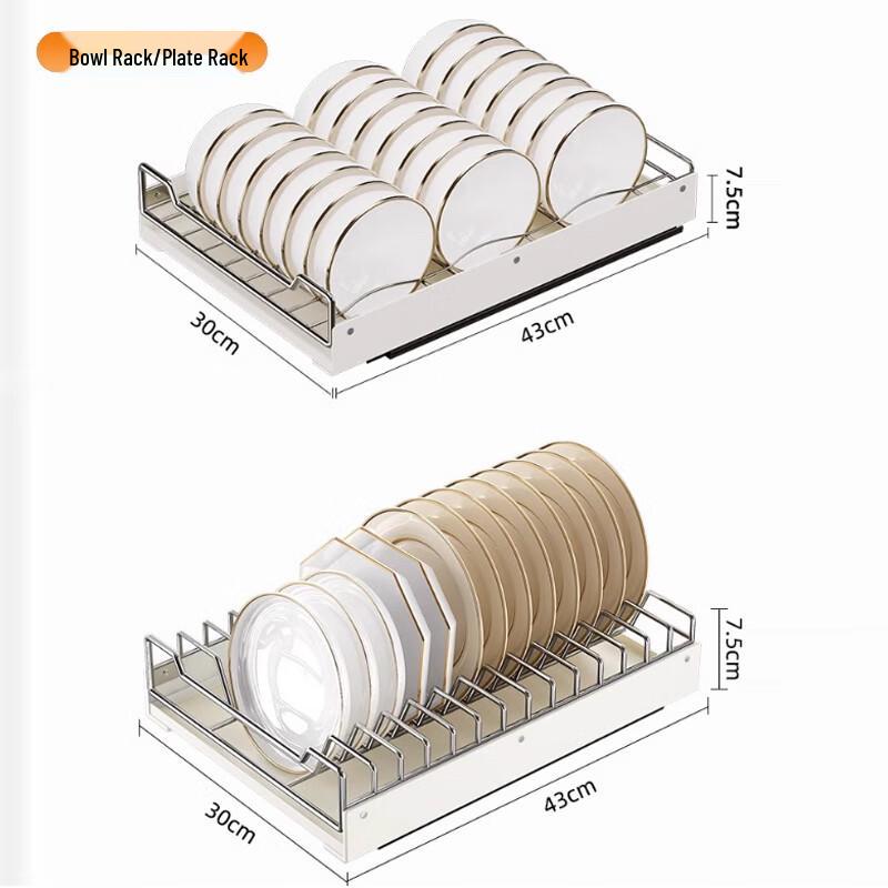 Stainless Steel Pull-Out Cabinet Dish & Plate Rack