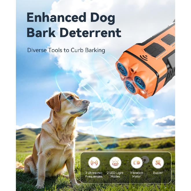 Dog Bark Deterrent Devices, Variable Frequency Ultrasonic to Stop Barking Neighbors Dog, Anti Barking Device for Dogs Training Safe & Effective Pet