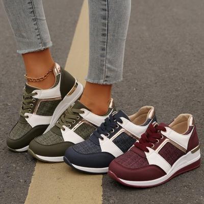 Women’s Plus Size Casual Sneakers, Thick Sole Breathable Slip-On Sport Shoes