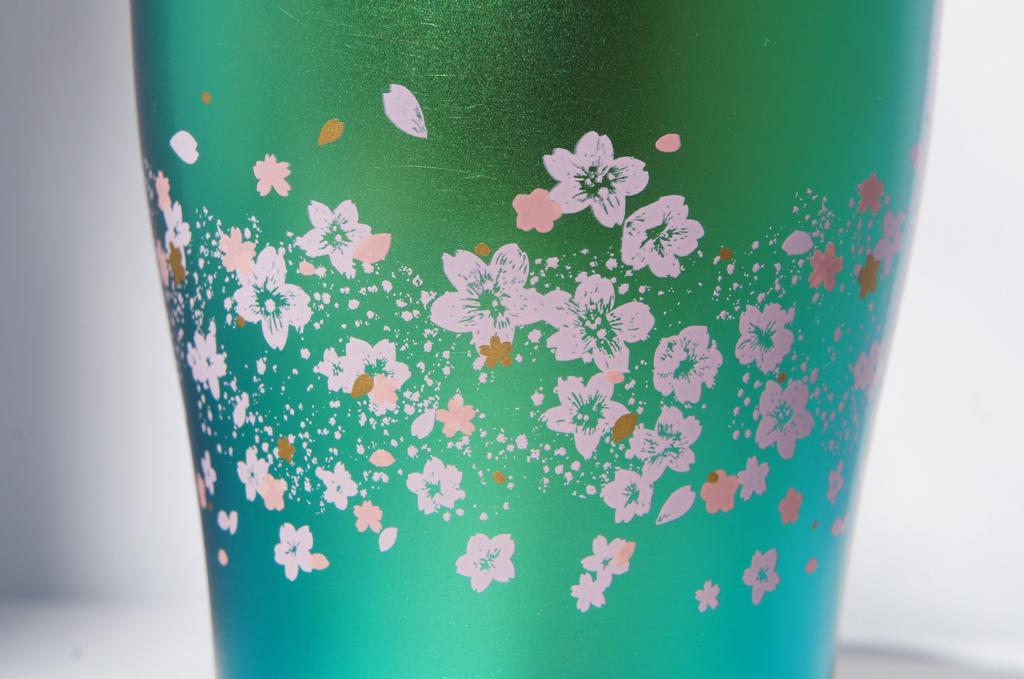 HORIE Pure Titanium Sakura Saku Made in Niigata Prefecture Double-Walled Tumbler, (Sakura Design), 250cc, Green, T15SS250G, Tsubame,