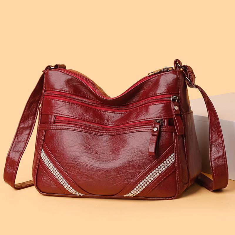 New Fashion Women's Bag Multi-layer Mother-in-law Bag Retro Large-capacity Shoulder Messenger Bag