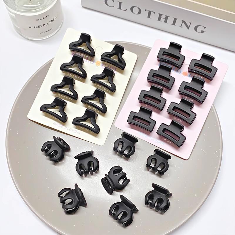 8pcs/set Black Colorful Geometric Plastic Small Hair Claws For Sweet Girls Mini Hair Clips Hairpin Kids Lovely Hair Accessories