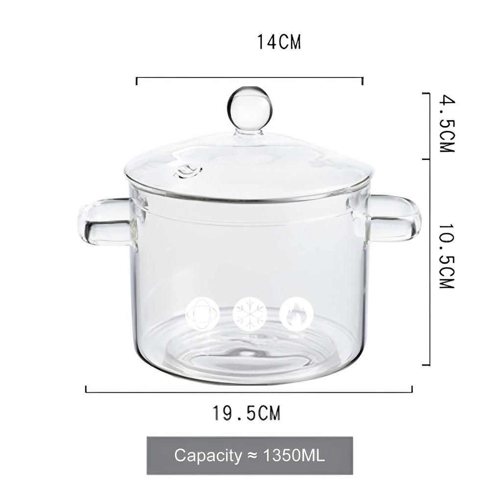 Glass Cooking Pot Glass Saucepan Clear Heat Resistant Stockpot Double Handle Cookware Pot Non Stick Kitchen Cooking Tools