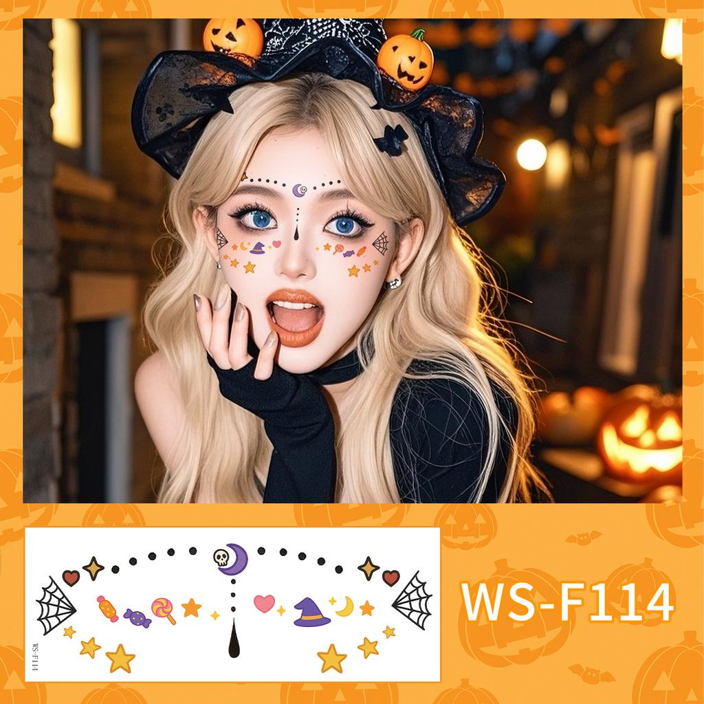 New Beautiful Ghost Haunted Halloween Tattoo Sticker Witch Playful Cute Makeup Face Waterproof