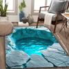 Flannel Printed Water Pool Rug 3D Illusion Design Soft Fleece Floor Mat Living Room Carpet Nature Inspired Decor Rugs