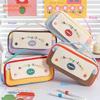 Multi Compartment Canvas Pencil Case With Durable Zipper For Students And Office Use