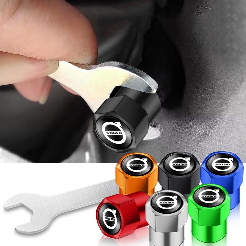 4PCS Car Badge Wheel Tires Valve Caps Metal Tyre Dust Covers For Volvo ES90 EC40 EX40 EM90 XC90 V90 V60 XC60 V40 S80 S60 S90 C4