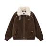Men's New American Retro Patchwork Leather Fur Collar Cotton Motorcycle Jacket - Thickened for Warmth