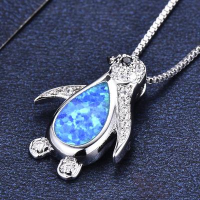 European and American Opal Cute Penguin Necklace Simple Personality Exquisite Pendant