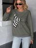 Autumn 2025 Sweet Striped Bow Sweatshirt for Women
