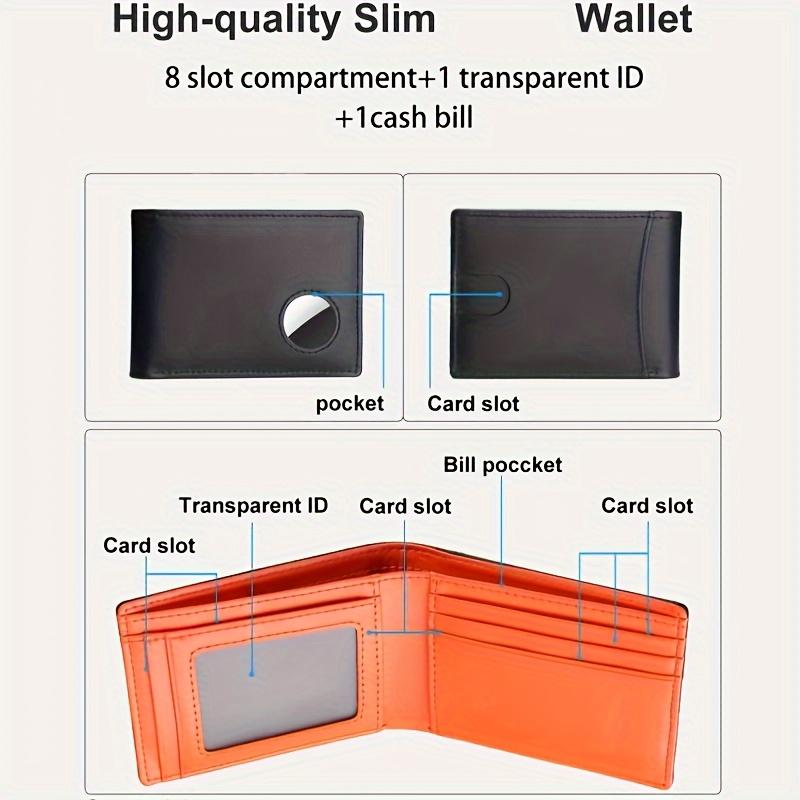 Rfid Carbon Fiber Leather Men Airtag Wallets Purse Credit Card Holder for Air Tag Purse Black Luxury Minimalist Wallet for Men
