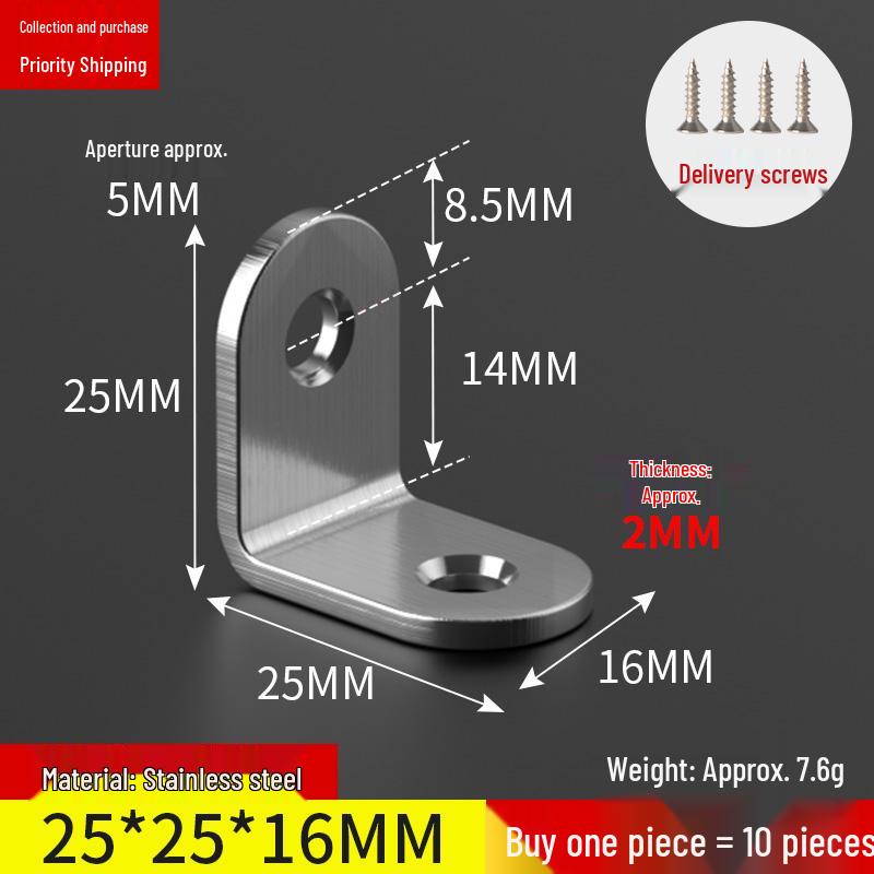Stainless Steel 90° Right Angle Bracket Connector