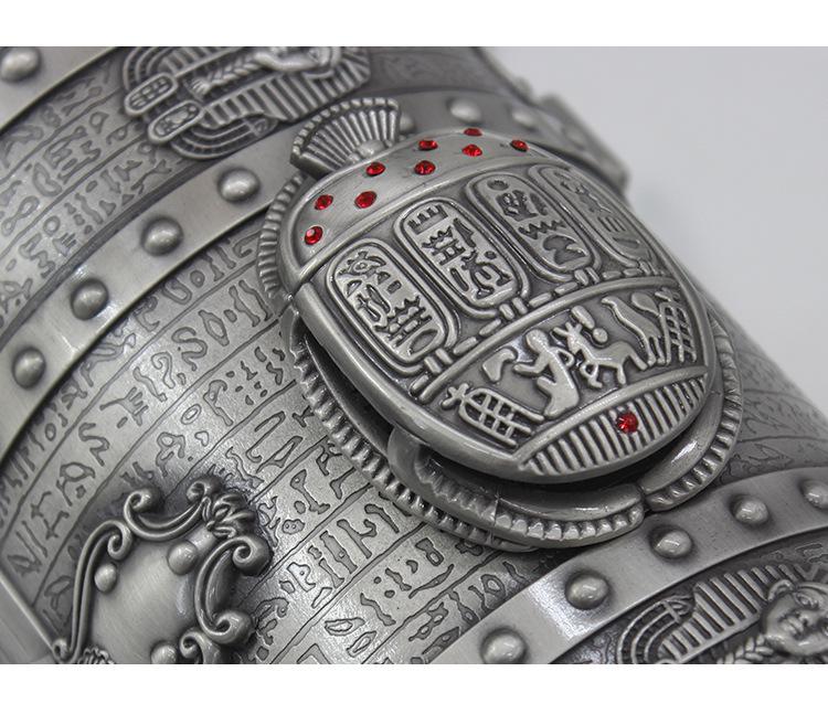 Ancient Egyptian Scarab Double-Layer Jewelry Box with Lock