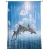 Tier Delfin Meer Blau Himmel Fliegender Vogel Wolken Transparente Vorhänge für Wohnzimmerdeko Fenstervorhänge Küche Tüll Voile Vorhänge