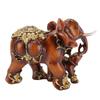 Mother and Baby Elephant Statue Resin Animal Sculpture for Family   Desk Decoration Imitation Wood Grain