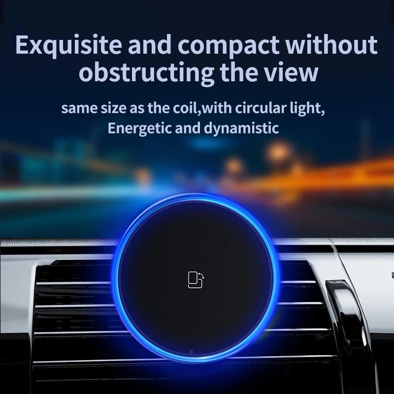 RGB Magnetic Car Wireless Charger For iPhone 12 13 14 15 Pro Max Mini Macsafe Car Phone Holder Stand Mount Fast Charging Station