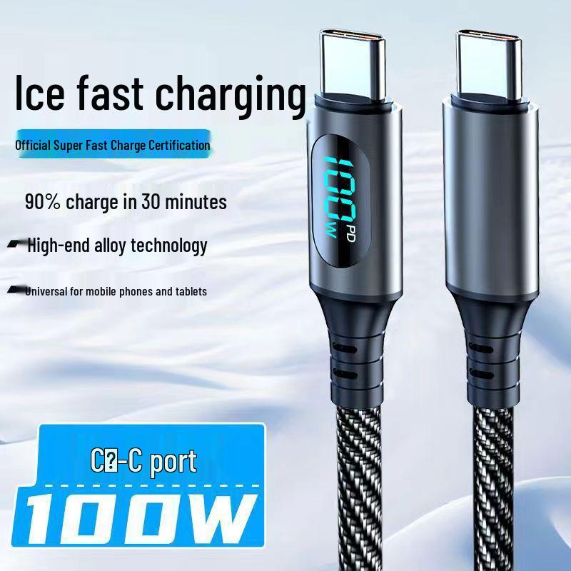 120W Super Fast Charging 3-in-1 Cable with Digital Display for Apple, Huawei, OPPO