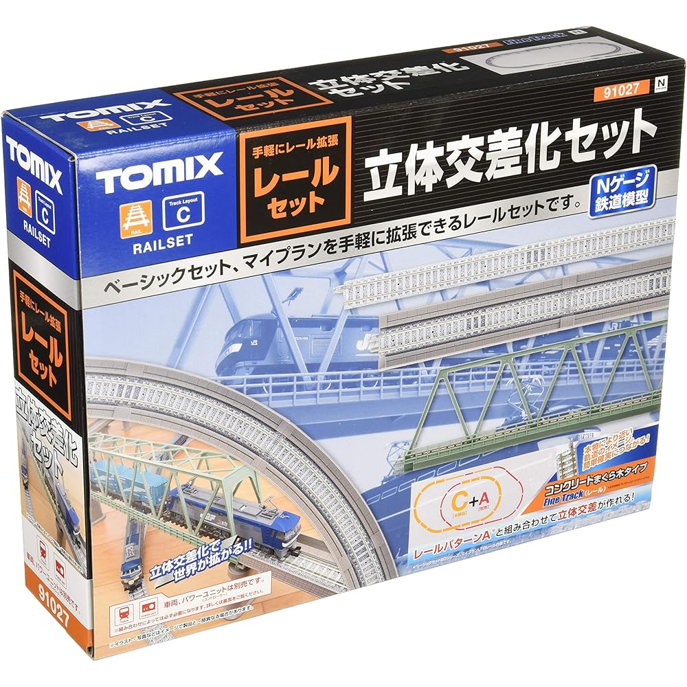 TOMIX N Gauge Rail Set, Overpass Set, C Pattern 91027, Model Railroad Rail Set
