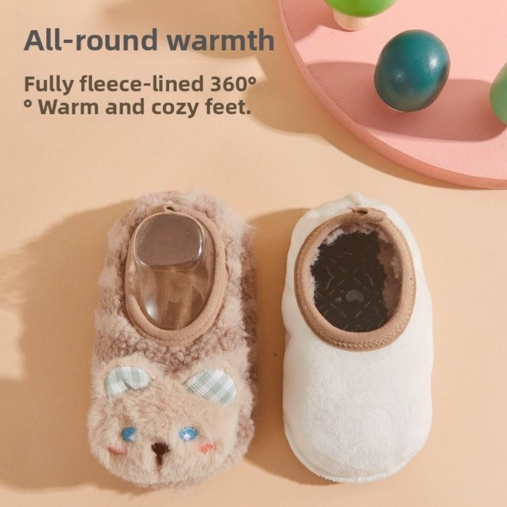 Rabbit Bear Pattern Kids Plush Slippers Cartoon Toddler Prewalkers New Baby Floor Socks  Home Wear