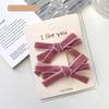 2PC Simple Style Vintage Velvet Bow Hairpin Solid Color Hair Side Clips for Girls Women Korean Hair Accessory