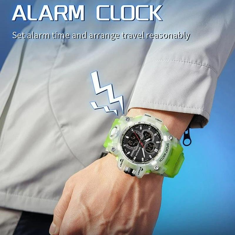 SANDA Multifunctional Military Watch for Men Dual Display Digital Waterproof Luminous Mens Wristwatches Quartz Clock Sport Watches
