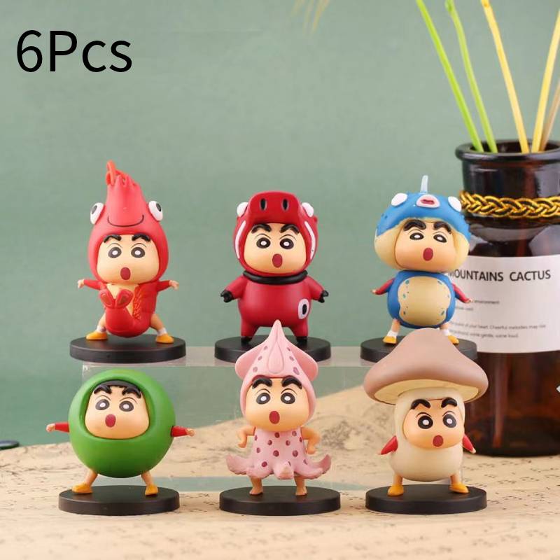 Pvc Solid Crayon Shinchan 6 Pcs Mini Anime Model Cake Decoration Car Cute Doll
